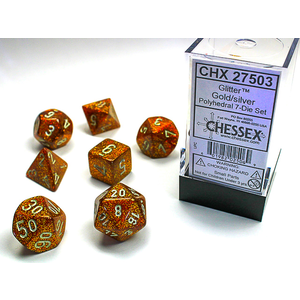 Chessex Dice - Polyhedral Set (7) - Glitter Gold/Silver