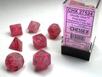 Chessex Dice - Polyhedral Set (7) - Ghostly Glow Pink/Silver-gaming-The Games Shop