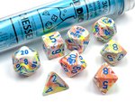 Chessex Dice - Polyhedral Set (7+) - Lab Festive kaleidoscope/Blue-gaming-The Games Shop