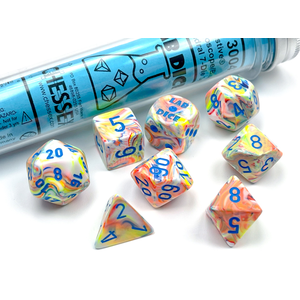 Chessex Dice - Polyhedral Set (7+) - Lab Festive kaleidoscope/Blue