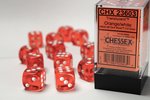 CHESSEX DICE - 16MM D6 (12) TRANSLUCENT ORANGE/WHITE-board games-The Games Shop