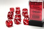 CHESSEX DICE - 16MM D6 TRANSLUCENT RED/WHITE-board games-The Games Shop