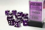 CHESSEX DICE - 16MM D6 (12) TRANSLUCENT PURPLE/WHITE-board games-The Games Shop