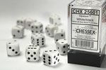 CHESSEX DICE 16MM D6 (12) OPAQUE WHITE/B;ACK-board games-The Games Shop