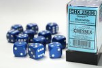 CHESSEX DICE - 16MM D6 (12) OPAQUE BLUE/WHITE-board games-The Games Shop