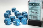 CHESSEX DICE - 16MM D6 (12) OPAQUE LIGHT/BLUE/WHITE-board games-The Games Shop