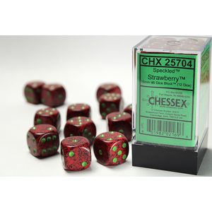 CHESSEX DICE - 16MM D6 (12) SPECKLED STRAWBERRY