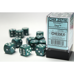 CHESSEX DICE - 16MM D6 (12) SPECKLED SEA