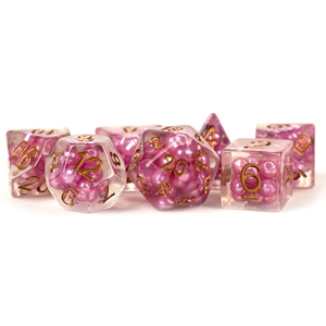 MDG Dice - Resin Polyhedral Set - Pink with Copper numbers