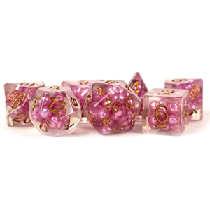 MDG Dice - Resin Polyhedral Set - Pink with Copper numbers